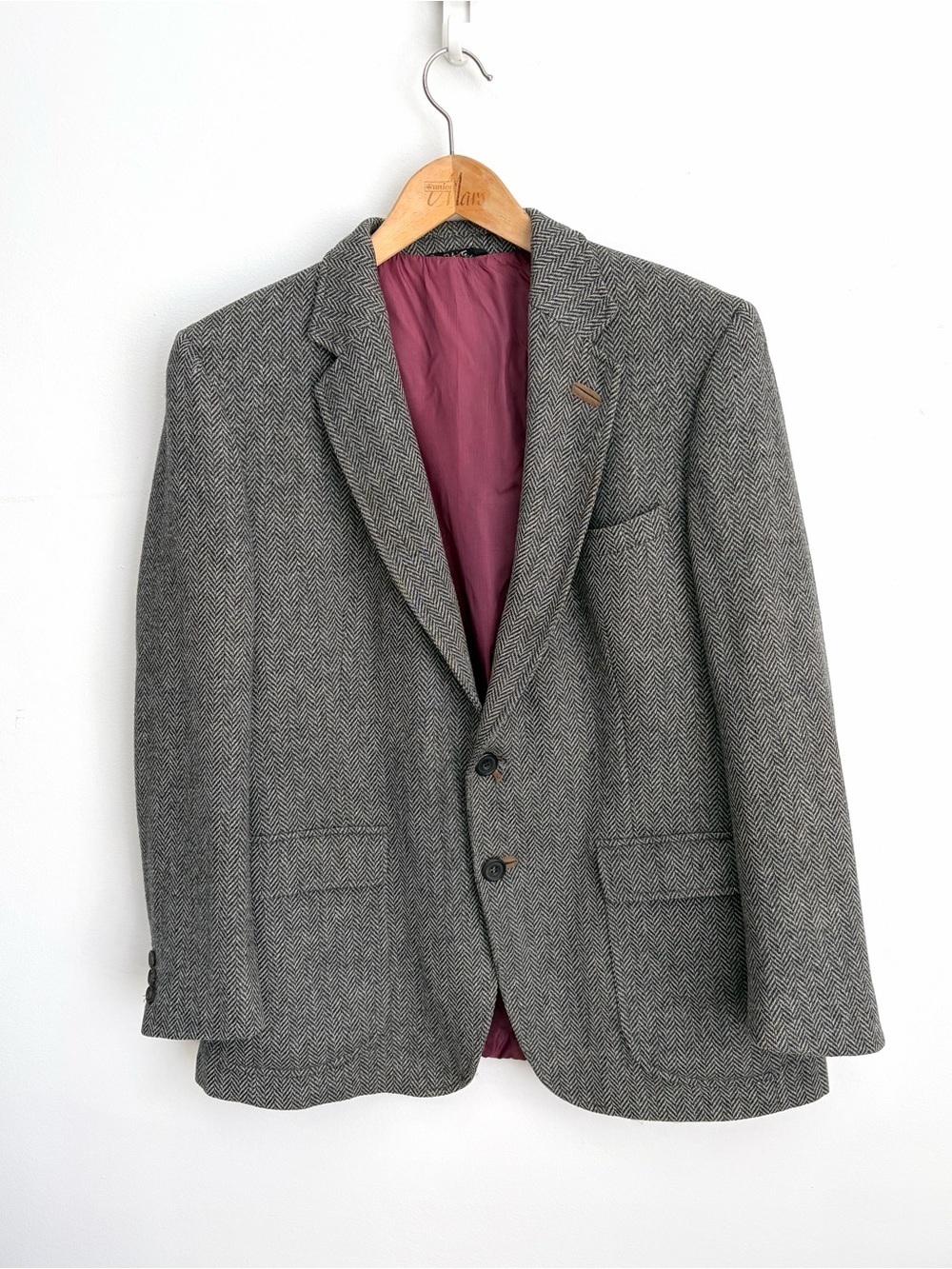 Vintage Stollery’s - DAKS Wool Herringbone Blazer - Dark Academia - Size S/M